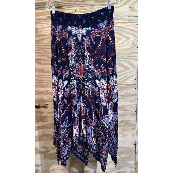 Bila Boho Fairy Midi Skirt Floral Print Retro Size M Stretchy Waistband Flowy - Picture 2 of 12